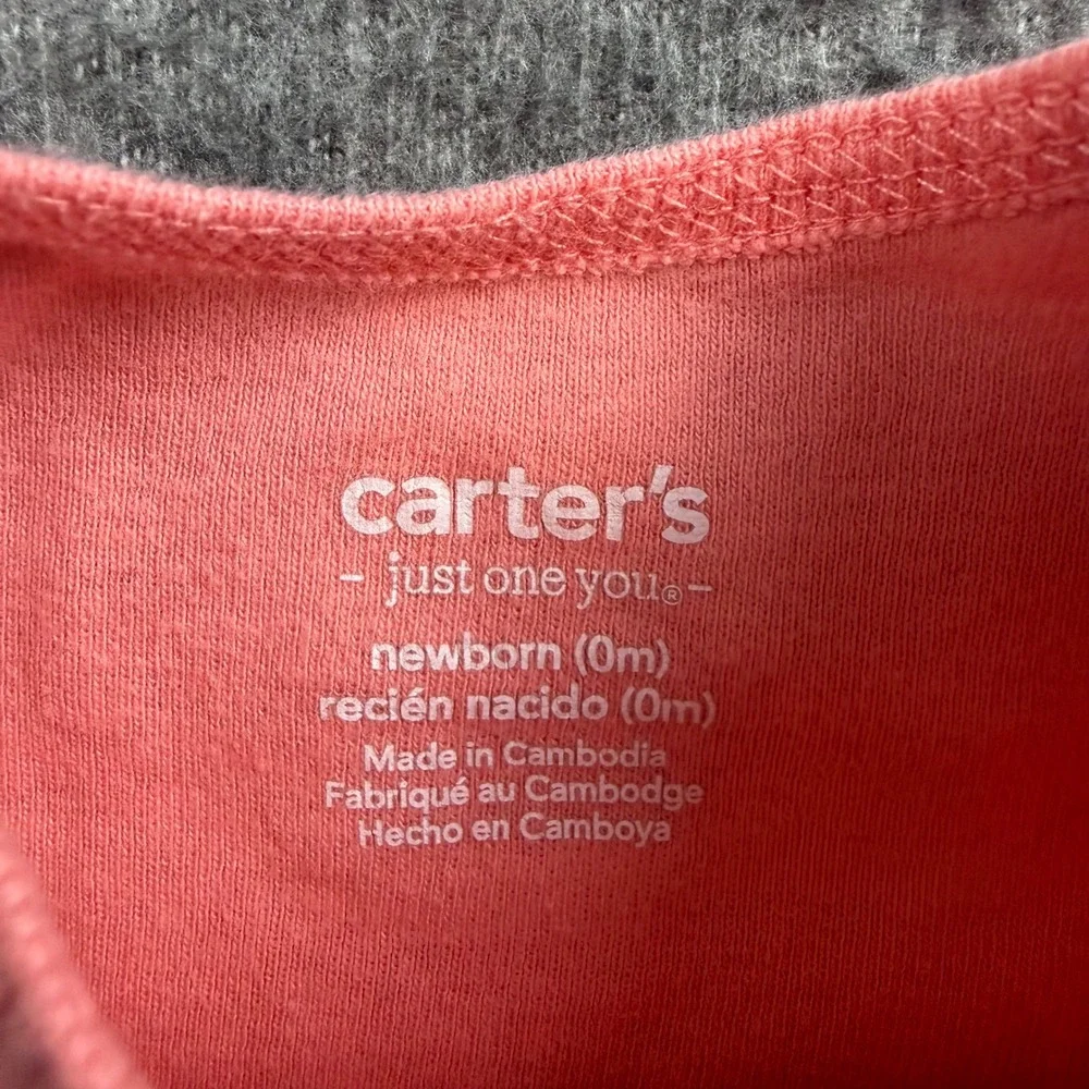 Carter's Just One You Bodysuit Kids Newborn Coral Pink Short Sleeve Snap Closure